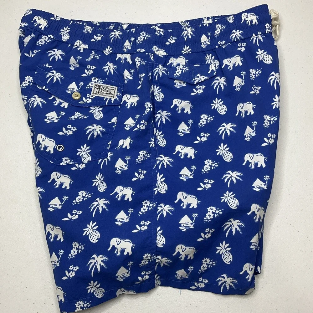 Polo Ralph Lauren Swim‎ Shorts Trunks AOP Elephant Pineapple Print Tiki Men 2XL